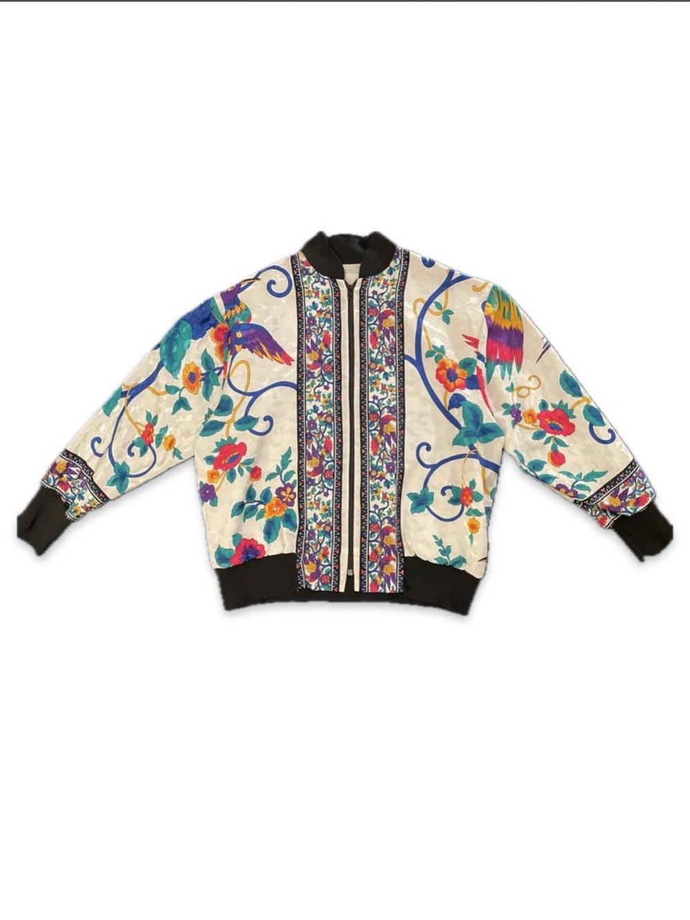 Multicolored vintage silky bomber jacket